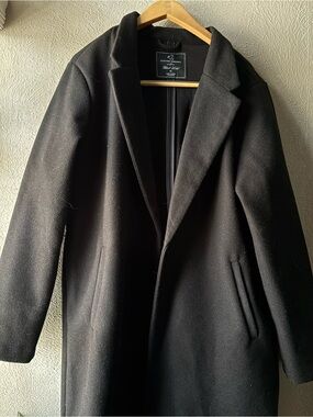 Black Label Men's Black Pea Coat - Classic Wool Blend